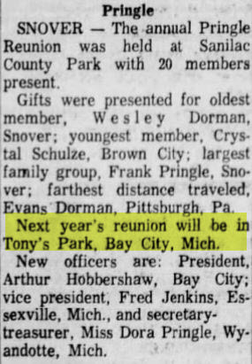 Tonys Park - June 1963 Mention